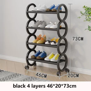Shoe Rack Multifunctional Storage Shelf With Rollers,Dustproof Easy To Move, Space Saving Suitable For Living Room and Dormitory - Image 4