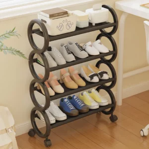 Shoe Rack Multifunctional Storage Shelf With Rollers,Dustproof Easy To Move, Space Saving Suitable For Living Room and Dormitory - Image 2