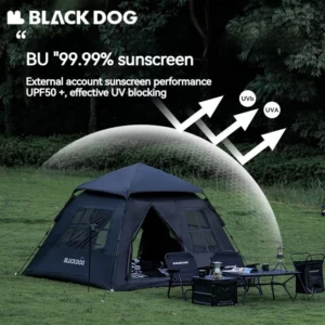 Naturehike BLACKDOG Automatic Tent Black Coating Two Doors Four Windows Camping Outdoor Sunscreen Waterproof Quick Opening Tent - Image 3