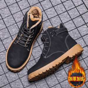 2021 Winter Men's Boots High-Top Work Shoes Velvet All-match Snow Boot Men's British Short Boots Warm Men's Casual Shoes - Image 4