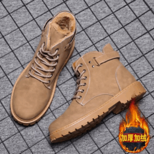 2021 Winter Men's Boots High-Top Work Shoes Velvet All-match Snow Boot Men's British Short Boots Warm Men's Casual Shoes - Image 3