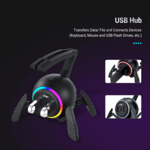 Mouse Bungee Mouse Cable Holder Cord Clip Wire Organizer Flexible For Mice Playing Esports Gaming With 3 USB Ports And RGB Light - Image 5