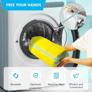 Durable Shoe Washing Machine Bag for All Shoe Types-Yellow with Blue Zipper,Ideal for Sneakers and Casual Shoes,Laundry Wash Bag - Image 4