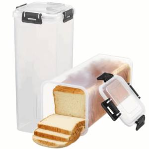 1-piece plastic bread box with flip lid – freezer-safe rectangular bread storage container - Image 5