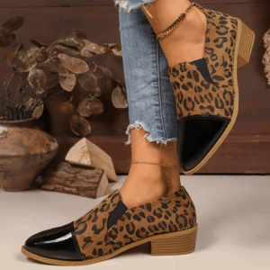 Leopard Printed Women's Low Heel Pumps Fashion Patent Leather Patchwork Dress Shoes for Women Comfy Pointed Toe Slip On Loafers - Image 6