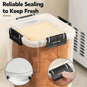 1-piece plastic bread box with flip lid – freezer-safe rectangular bread storage container - Image 4