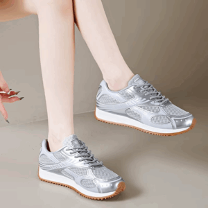 Breathable Mesh Platform Sports Sneakers Women Fashion Sliver Thick Bottom Vulcanized Shoes Woman Comfy Lace Up Tennis Shoes - Image 5