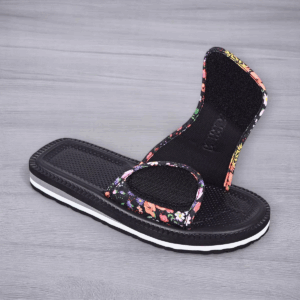 Women's Floral Print Slide Sandals Casual Summer Flat Heel round Toe Fabric Upper EVA Sole Insole Slip-On Summer Footwear - Image 3