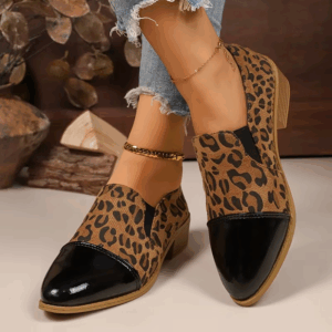 Leopard Printed Women's Low Heel Pumps Fashion Patent Leather Patchwork Dress Shoes for Women Comfy Pointed Toe Slip On Loafers - Image 2