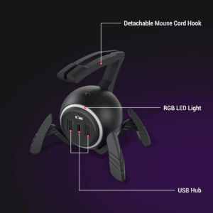 Mouse Bungee Mouse Cable Holder Cord Clip Wire Organizer Flexible For Mice Playing Esports Gaming With 3 USB Ports And RGB Light - Image 3