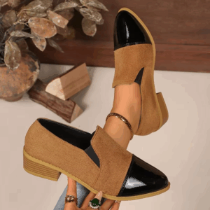 Leopard Printed Women's Low Heel Pumps Fashion Patent Leather Patchwork Dress Shoes for Women Comfy Pointed Toe Slip On Loafers - Image 5