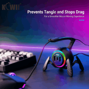 Mouse Bungee Mouse Cable Holder Cord Clip Wire Organizer Flexible For Mice Playing Esports Gaming With 3 USB Ports And RGB Light - Image 7