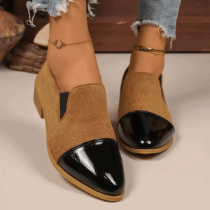 Leopard Printed Women's Low Heel Pumps Fashion Patent Leather Patchwork Dress Shoes for Women Comfy Pointed Toe Slip On Loafers - Image 4
