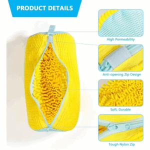 Durable Shoe Washing Machine Bag for All Shoe Types-Yellow with Blue Zipper,Ideal for Sneakers and Casual Shoes,Laundry Wash Bag - Image 6