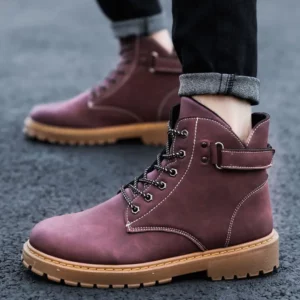 2021 Winter Men's Boots High-Top Work Shoes Velvet All-match Snow Boot Men's British Short Boots Warm Men's Casual Shoes - Image 6