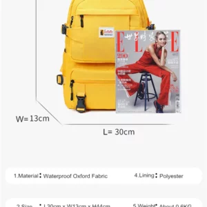 Fengdong fashion yellow backpack children school bags for girls waterproof oxford large school backpack for teenagers schoolbag - Image 3