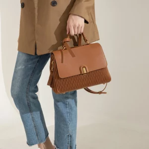 Textured Women Handbags Solid Pu Leather Commute Handle Packs Soft Large Capacity Casual Crossbody Packs Lady Shoulder Bags 2024 - Image 2