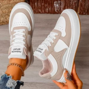 Womens Shoes 2024 Lace-up Women Vulcanize Shoes New Color Matching Womens Casual Sneakers Fashion Round Head Classic Sneakers - Image 5