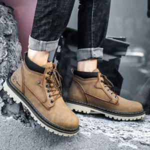 Outdoor Boots Luxury Leather Warm Fur Classic Ankle Boots Outdoor Brand Motorcycle Boots Luxury Shoes for Spring and Autumn 2025 - Image 5