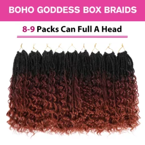 Goddess Box Braids Crochet Hair Bohomian Box Braids synthetic Crochet Hair for Black Women, Pre-Looped Crochet Braids - Image 5