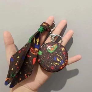 Makeup Mirror Keychain, Portable Monogram Leather Pendant, Double-sided Mirror Case Pendant Small Gift - Image 6