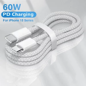 Usb C to Type C Fast Charging PD 60W Mobile Phone Date Cable For Iphone15 Android Samsung Huawei Type C Braided Charger Cable - Image 1