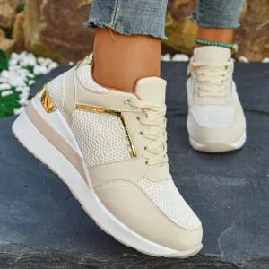 Women's Lightweight Wedge Sneakers Thick Sole Breathable Running Sports Shoes Woman Plus Size Fashion Lace Up Platform Sneakers - Image 1