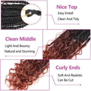 Goddess Box Braids Crochet Hair Bohomian Box Braids synthetic Crochet Hair for Black Women, Pre-Looped Crochet Braids - Image 3