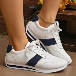 Women's Contrast Color Platform Sneakers Fashion Non Slip Lace Up Sports Shoes for Women Plus Size Lightweight Casual Sneakers - Image 1