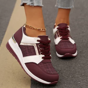 Women's Fashion Wedge Sneakers Contrast Color Height Increasing Sports Shoes Woman Casual Lightweight Walking Trainers Plus Size - Image 3