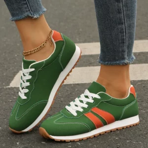 Women's Casual Non Slip Running Sneakers Breathable Low Top Walking Skate Shoes Woman Lightweight Comfortable Green Sports Shoes - Image 1