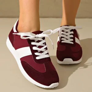 Women's Contrast Color Platform Sneakers Fashion Non Slip Lace Up Sports Shoes for Women Plus Size Lightweight Casual Sneakers - Image 4