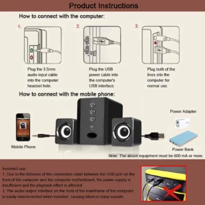 D-202 Wired Speaker Combination Computer Speaker Bass Stereo Music Player Subwoofer Sound Box for Desktop Laptop Notebook Tablet - Image 6