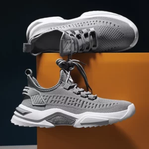 Oulylan Lace Up Breathable Runshoes For Men Stylish Casual Solid Color Sneakers Male Thick Soled Antislip Walking Footwear - Image 2