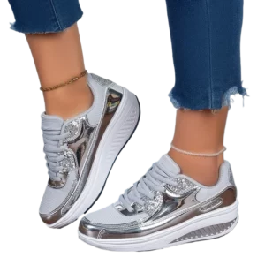 Women's Gold Sequins Platform Sneakers Autumn Fashion Casual Sports Shoes Thick Bottom Vulcanized Shoes Woman Flats Heels Shoes - Image 4