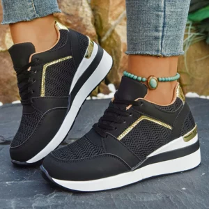 Women's Lightweight Wedge Sneakers Thick Sole Breathable Running Sports Shoes Woman Plus Size Fashion Lace Up Platform Sneakers - Image 4