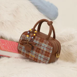 TOUTOU Women Bowling Bag Cute Star Pendent Original Designer Leather Boston Handbag Shoulder Crossbody College Valentine's Gift - Image 3