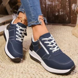 Fashion and versatile plus size casual sports women's shoes 2025 new style sloping heel thick soled casual shoes for women - Image 1