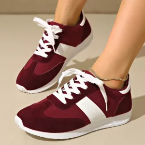 Women's Contrast Color Platform Sneakers Fashion Non Slip Lace Up Sports Shoes for Women Plus Size Lightweight Casual Sneakers - Image 3