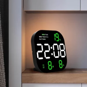 Minimalist LED Wall Clock with Digital Display - Date/Day/Time/Temperature for Modern Home, Office & Bedroom Decor - Image 3
