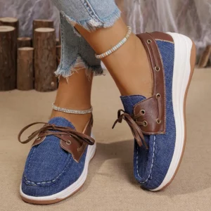 Women's Vintage Lace Up Platform Loafers Brown PU Leather Casual Shoes Woman Lightweight Comfortable Low Top Sneakers Plus Size - Image 4