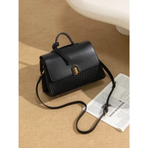 Textured Women Handbags Solid Pu Leather Commute Handle Packs Soft Large Capacity Casual Crossbody Packs Lady Shoulder Bags 2024 - Image 3
