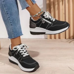 Fashion and versatile plus size casual sports women's shoes 2025 new style sloping heel thick soled casual shoes for women - Image 2