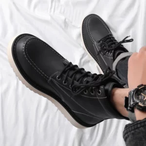 British Style Lace Up Desert Boots Fashionable Leather Outdoor Work Shoes Men Sneakers Ankle Boots Thick Soled Mid Top Men Boots - Image 5
