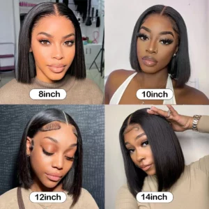 10-16inch Short Straight Bob Wig Straight Brazilian 100% Human Hair Bobo 13x4 Lace Frontal Wig Bobo Medium Straight Hair - Image 4