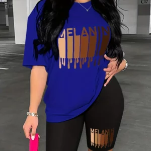 Women's Casual Loose Short Sleeved Two-piece Set Graphic Tshirt Female Summer Casual T-Shirts For Women's Girls Streetwear Sho - Image 6