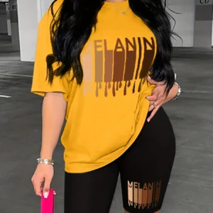 Women's Casual Loose Short Sleeved Two-piece Set Graphic Tshirt Female Summer Casual T-Shirts For Women's Girls Streetwear Sho - Image 7