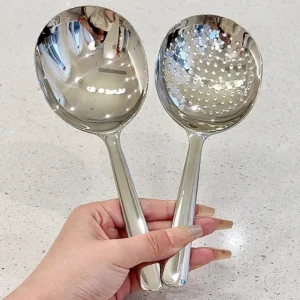 1Pc Stainless Steel Ladles For Serving Soup Rice Serving Spoon Drain Hole Heat Insulated Handle Kitchen Utensils For Daily Use - Image 3