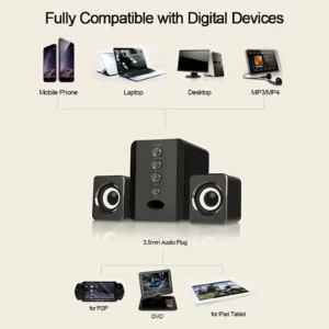 D-202 Wired Speaker Combination Computer Speaker Bass Stereo Music Player Subwoofer Sound Box for Desktop Laptop Notebook Tablet - Image 5
