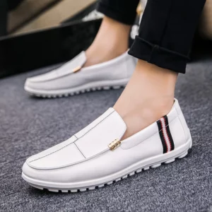 Men's shoes 2024 new European Station Tsutsu Men's shoes in a lazy shoes spring loafers white casual shoes - Image 3